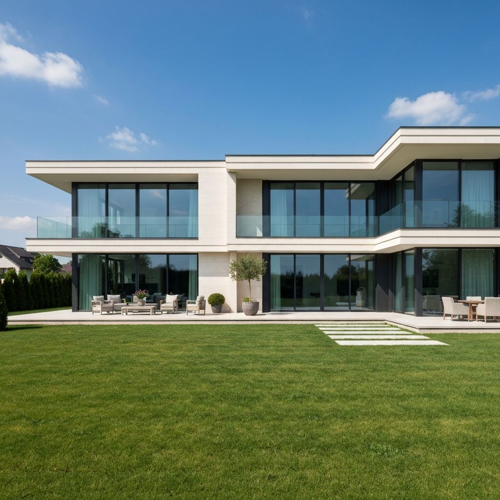 Casa moderna con ventanas de aluminio