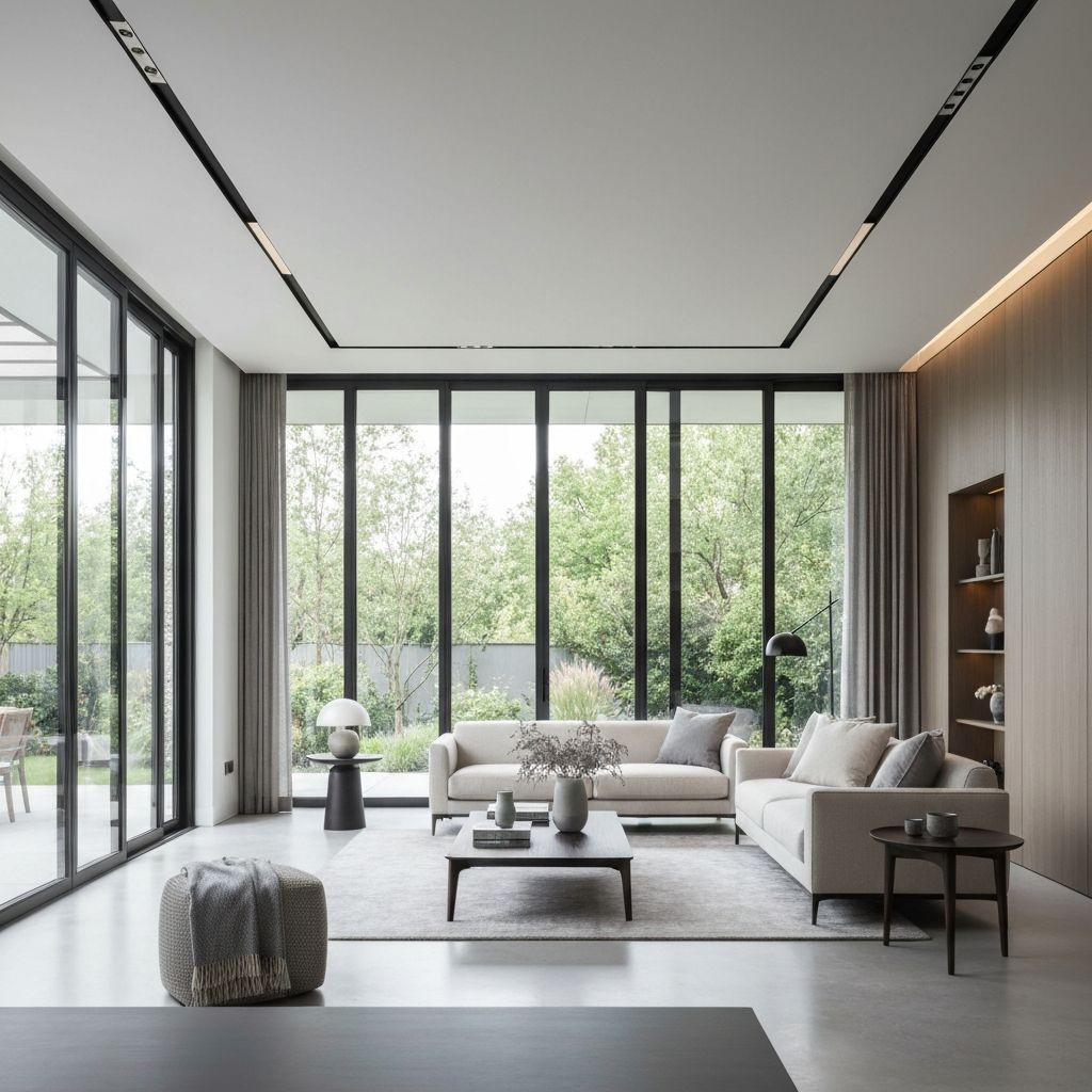 Interior de lujo con ventanas de aluminio